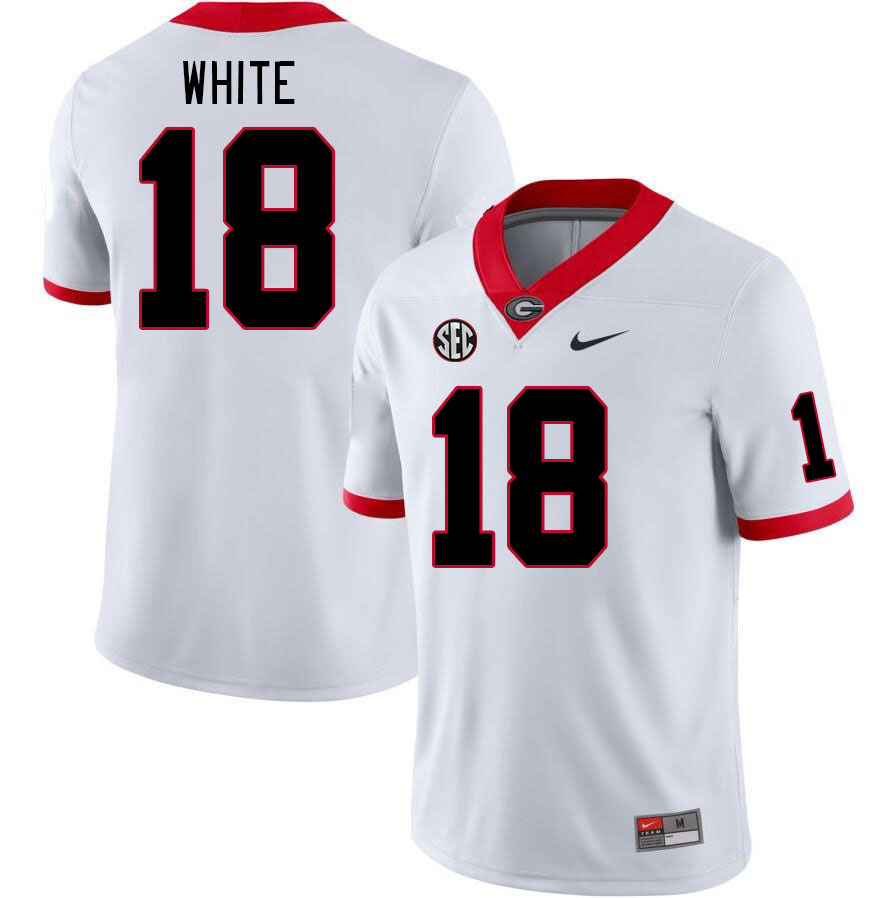 Men #18 Sacovie White Georgia Bulldogs College Football Jerseys Stitched-White